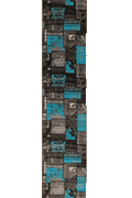 Patchworks Abstract Hallway Runner Rug 2676 Black Turquoise