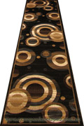 Pisa Circle Design Hallway Runner Rug 4327A Black