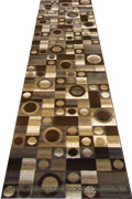 Pisa Square Pattern Hallway Runner Rug 4330A Dark Brown