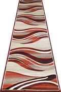 Pisa Wavy Hallway Runner Rug 4333A-Red