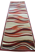 Pisa Wavy Hallway Runner Rug 4333A-Red