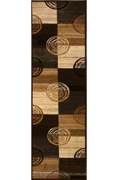 Pisa Circle Design Hallway Runner Rug A055A Dark Brown