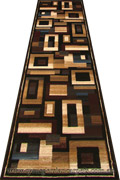 Pisa Square Pattern Hallway Runner Rug A056A Black