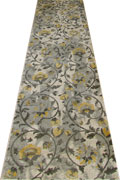 Rizzy Floral Hallway Runner Rug 3479F Cotton Silver