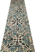 Rizzy Geometric Hallway Runner Rug 3609F Cotton Turkuaz