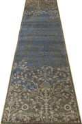 Rizzy Floral Hallway Runner Rug BF071 Dark Grey Night Blue