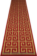Marco Flatweave Hallway Runner Rug 3286F-Tan-Red-LH