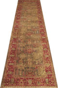 Chicago Traditional Hallway Runner Rug 424A L.Brown T.Red