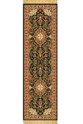 Sydney Hall Runner Rugs 7020A Black Bordeaux