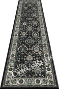 Vintage Hallway Runner Rugs 3669F Charcoal Blue