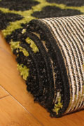 Marrakesh Trellis Shaggy Rug 2496A Black Green