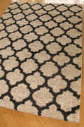 Marrakesh Trellis Shaggy Rug 2496A Cream Black