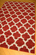 Marrakesh Trellis Shaggy Rug 2496A Red Bone