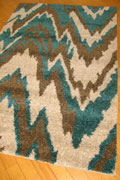 Marrakesh Abstract Shaggy Rug 2498A Bone Blue