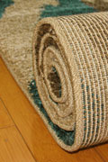 Marrakesh Abstract Shaggy Rug 2498A Bone Blue
