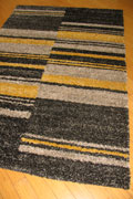 Marrakesh Stripe Shaggy Rug 2509A Grey Black