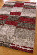 Marrakesh Geometric Shaggy Rug 2520A D. Beige Red