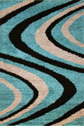 Moda Modern Wavy Shaggy Rug S537B Turkuaz