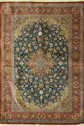 Kum Signed Medallion Hand Knotted Silk Rug