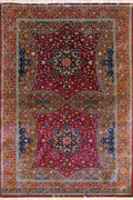 Kum Signed Medallion Hand Knotted Silk Rug