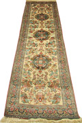 Hereke Hand Knotted Silk Hallway Runner Rug