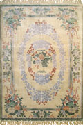 Chinese Art Floral Hand Knotted Silky Rug