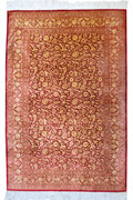 Kum Signed Oriental Hand Knotted Silk Rug
