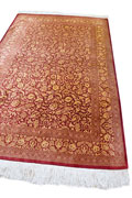 Kum Signed Oriental Hand Knotted Silk Rug