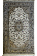 Kum Signed Medallion Hand Knotted Silk Rug