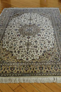 Kum Signed Medallion Hand Knotted Silk Rug