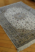 Kum Signed Medallion Hand Knotted Silk Rug