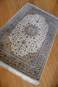 Kum Signed Medallion Hand Knotted Silk Rug