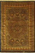 Kum Signed Medallion Hand Knotted Silk Rug