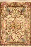 Kum Floral Medallion Hand Knotted Silk Rug