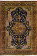 Kum Signed Medallion Hand Knotted Silk Rug