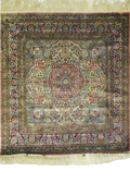 Hereke Hand Knotted Medallion Square Silk Rug