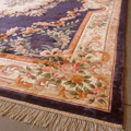 Chinese Art Hand Knotted Floral Silky Rug