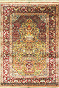 Hereke Prayer Hand Knotted Gold & Silk Rug