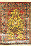 Hereke Prayer Hand Knotted Gold & Silk Rug
