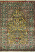 Hereke Prayer Hand Knotted Gold & Silk Rug