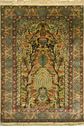 Hereke Prayer Hand Knotted Gold & Silk Rug