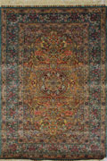 Hereke Medallion Hand Knotted Gold & Silk Rug