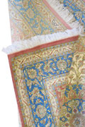 Kum Signed Medallion Hand Knotted Silk Rug