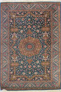 Kum Signed Medallion Hand Knotted Silk Rug