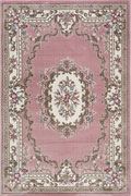 Aubusson Traditional Floral Rugs G069A Pink Pink