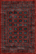 Vintage Traditional Geometric Rug 0W148 Red Grey