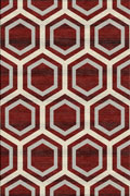 Vintage Geometric Modern Rugs BF253 4246 Red Silver EV