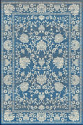 Vintage Traditional Floral Rug 3671F Blue Cotton