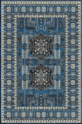 Vintage Geometric Traditional Rug 0W150 Blue Charcoal EV