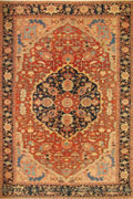 Antique Persian Heriz Hand Knotted Wool Rug
